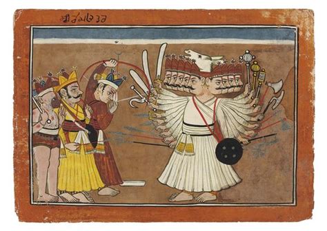 Indian Epics: Images and PDE Epics: Image: Hanuman, Lakshmana and Rama Fight Ravana