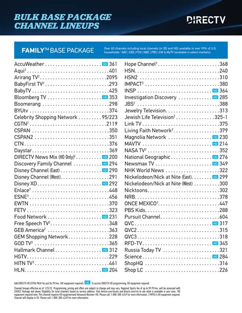 Channel Lineups DIRECTV - Stellar Fiber Internet