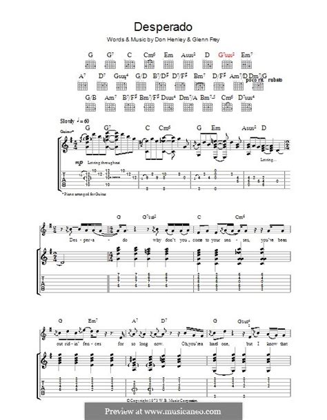 Desperado (The Eagles) by D. Henley, G. Frey - sheet music on MusicaNeo