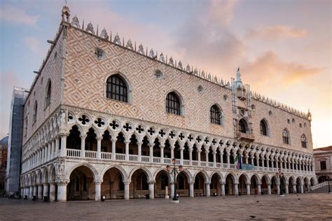 Doge`s Palace at Dawn, Saint Mark`s Square, Venice Stock Photo - Image ...