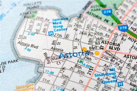 Astoria New York Map Detail Stock Photo - Download Image Now - iStock