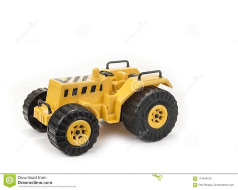 Yellow Tractor Toy for Child on the White Background. Stock Image - Image of engine, child ...