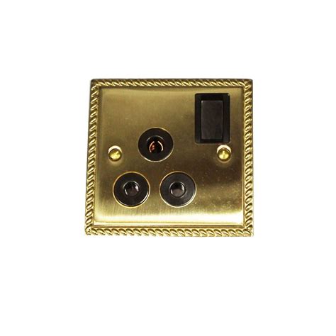 Buy Heritage Brass Georgian 15A 3 Pin Switch Socket, Classic Polished Brass Switch, Vintage Gold ...