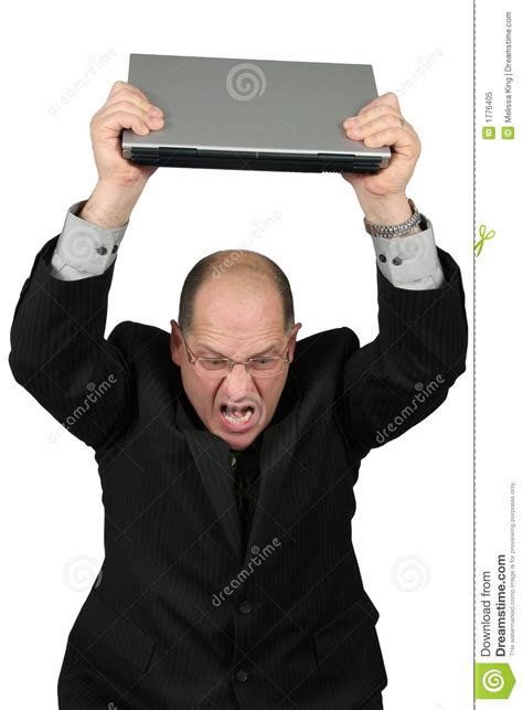 Business Man With Laptop Over Head - Mad Royalty Free Stock Photo ...