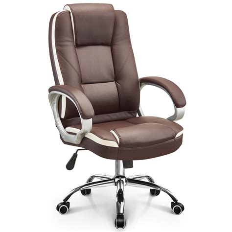 Executive Office Chair High Back PU Leather Desk Computer Task Home Chair : Spring Seat Headrest ...