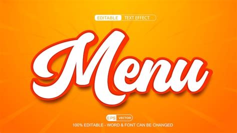 Premium Vector | Menu Editable Text Effect Vector 3d Style