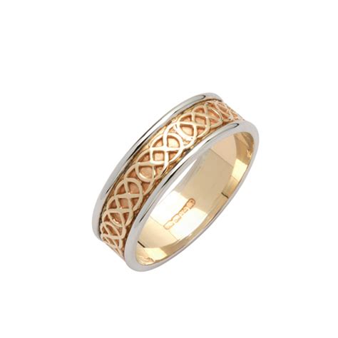 Gents Two Tone Irish Celtic Wedding Ring - Fallers.com - Fallers Irish ...