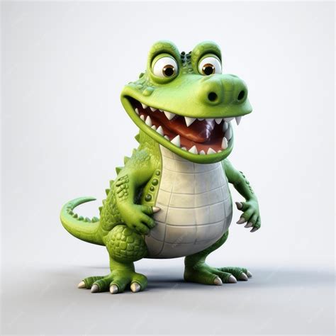 Premium Photo | Impressive 3d Cartoon Illustration Of A Green Alligator In Pixar Style