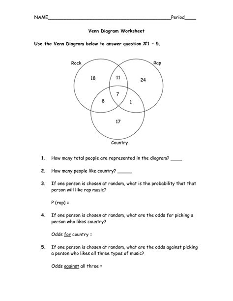 Venn Diagram Probability Worksheet - Printable Word Searches