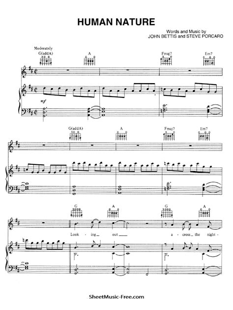 Human Nature Sheet Music Michael Jackson - ♪ SHEETMUSIC-FREE.COM