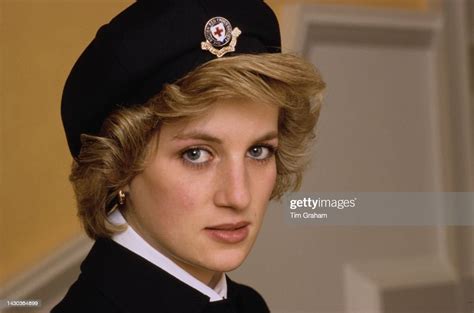 Princess Diana wearing a British Red Cross uniform as a patron of the... News Photo - Getty Images
