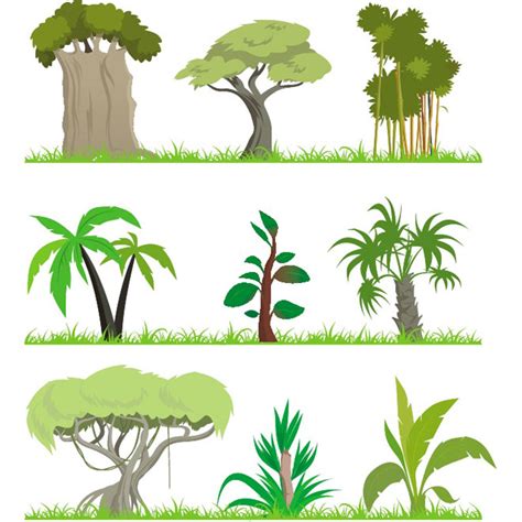 Jungle trees pack Royalty Free Stock SVG Vector