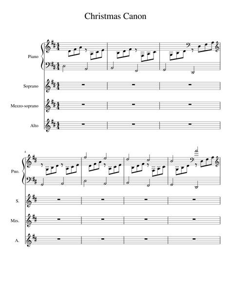 Christmas Canon Sheet music for Piano, Voice | Download free in PDF or ...