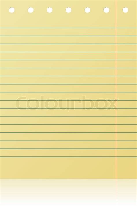 Notepad lined yellow page isolated on white background. | Stock Vector ...