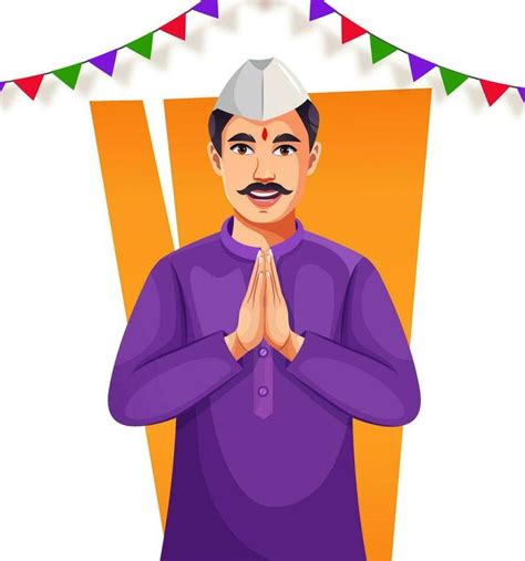 Indian Marathi Man Showing Namaste or welcome gesture. Eps 10 vector file | Namaste art, Free ...