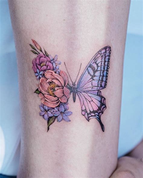 Butterfly Wing Tattoo, Realistic Butterfly Tattoo, Butterfly With Flowers Tattoo, Butterfly ...