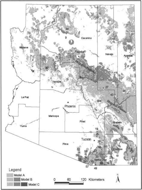 We identified potential jaguar habitat in Arizona in 3 separate model ...