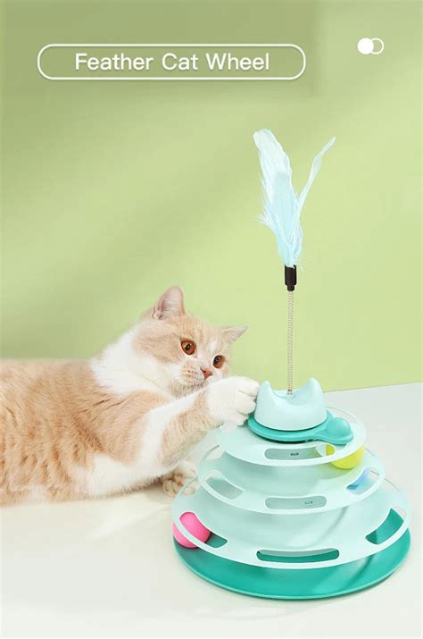 Cat Tower Toy Pet Cat Toy Funny Tower of Tracks Disc Cat Track Toy Training Intellectual Play ...