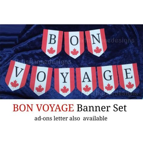 BON VOYAGE banner set Canadian flag red white American flag ireland ...