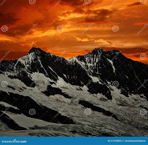 Sunset over Alps stock photo. Image of attraction, alpine - 21318922