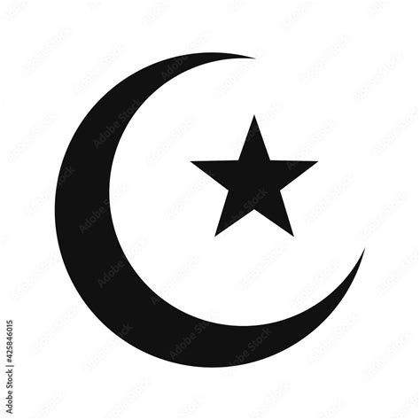 Crescent moon and star icon. Islamic symbol vector illustration. Stock Vector | Adobe Stock