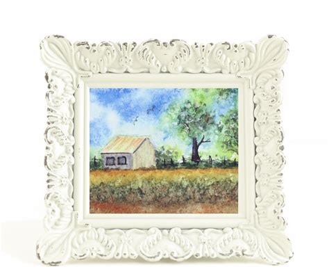 A Tiny Barn Landscape Print Little Mini Watercolor Painting - Etsy