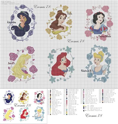 Disney Princess Cross-Stitch: 22 Easy-to-Follow Patterns Featuring Ariel, Belle, Jasmine, Mulan ...