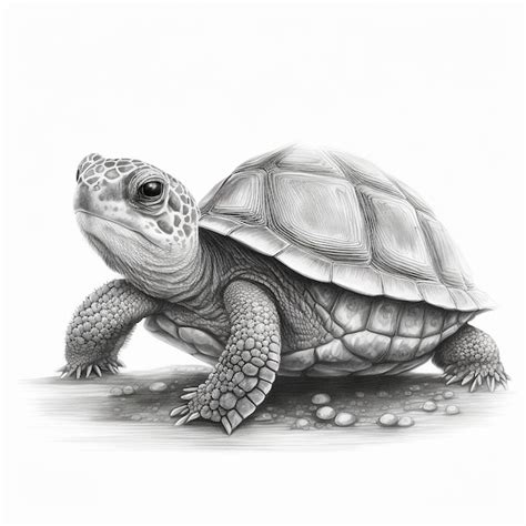 Premium Photo | Pencil sketch draw cute turtle animal AI Generated