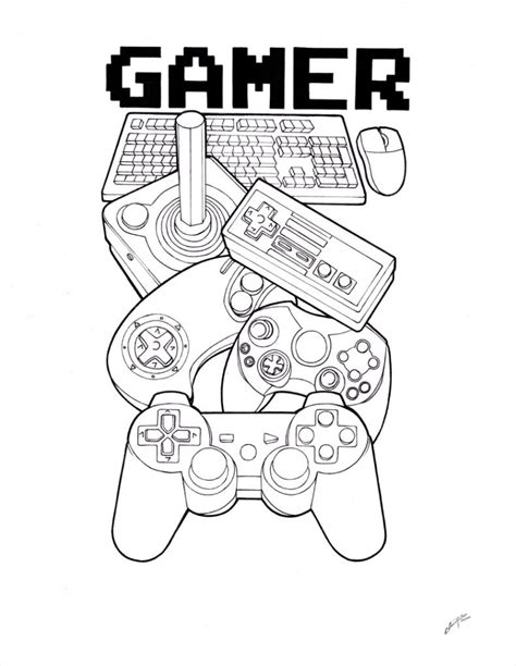 Gamer Tattoo outline by SpiderLAW on DeviantArt