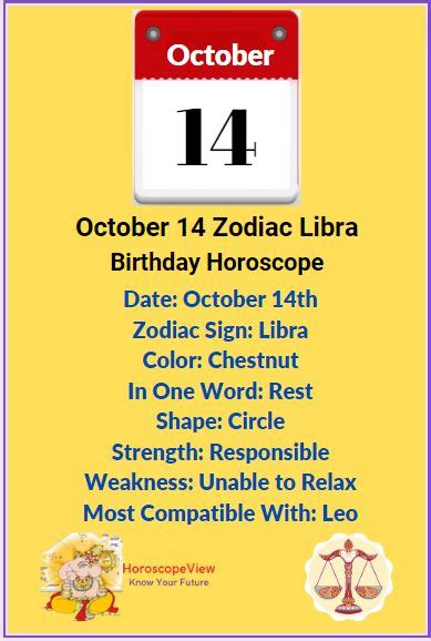 October 14 Zodiac Libra Sign Birthday Horoscope