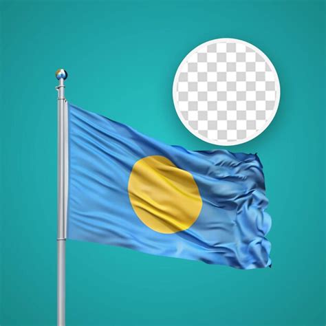 Premium PSD | Palau waving flag on flagpole