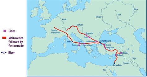 Map of the First Crusade Routes (Illustration) - World History Encyclopedia