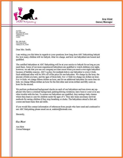 a cover letter for a babysith with an orange border and pink trimming