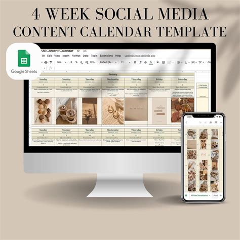 Content Calendar Template for Instagram, Facebook, Social Media, Content Planner, Content Ideas ...