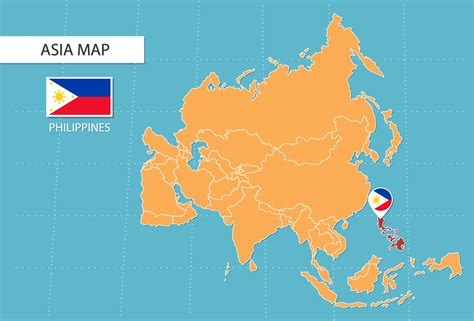 Philippines map in Asia, icons showing Philippines location and flags. 15706389 Vector Art at ...