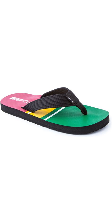 2016 Rip Curl Bob Cush Mens Flip Flops Sandals Black Rasta Tctas1 ...