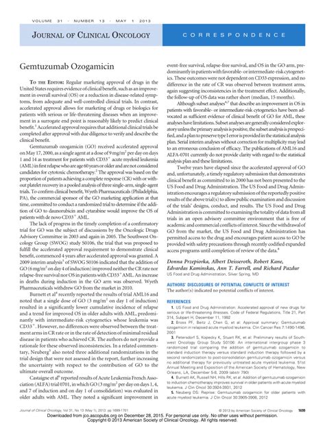 (PDF) Gemtuzumab Ozogamicin