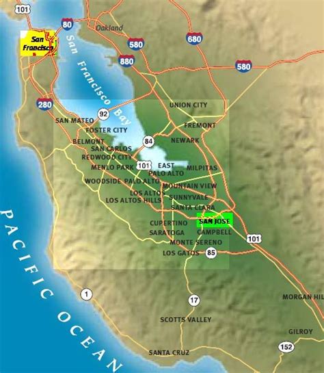 Silicon Valley Map 2000 | Silicon valley, Valley, History