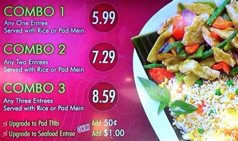 Menu at Ruby Thai Kitchen restaurant, Tacoma