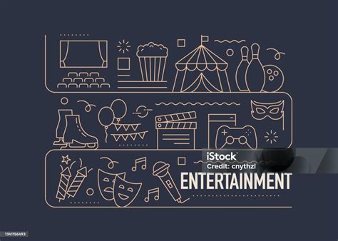 Entertainment Related Vector Banner Design Concept Modern Line Style ...