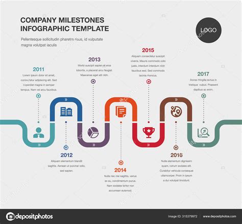 Business Infographic Company Milestones Timeline Template Solid Icons ...