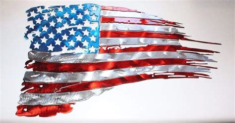 Amazon.com: Patriotic Tattered & Torn American Flag Metal Wall Art: Handmade