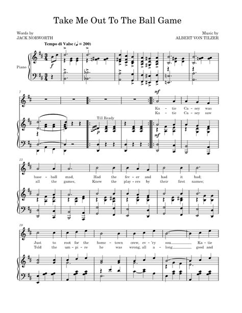 Take Me Out To The Ball Game Sheet music for Piano, Vocals (Piano-Voice ...