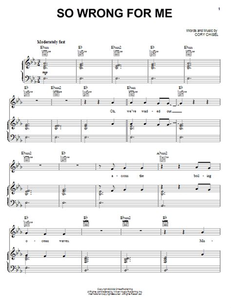 So Wrong For Me Sheet Music | Cory Chisel And The Wandering Sons ...