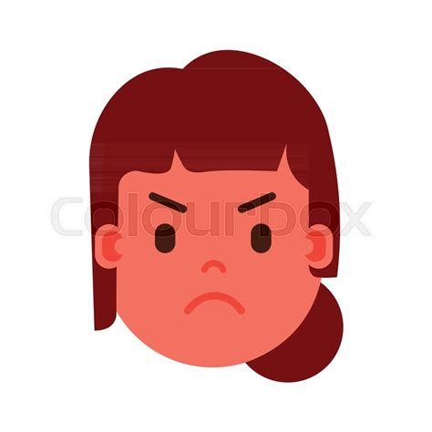 Girl head emoji personage icon with ... | Stock vector | Colourbox