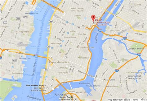 United Nations Headquarters on Map of Manhattan