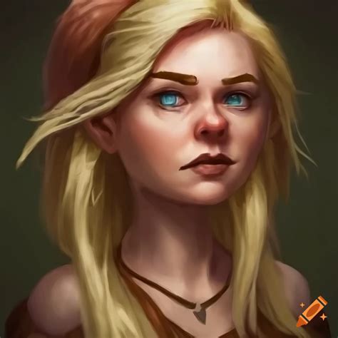 Portrait of a blonde female forest gnome character for dnd on Craiyon