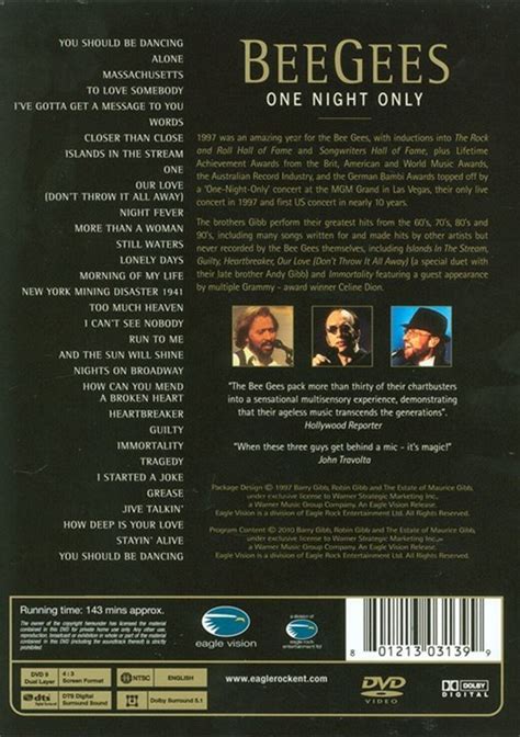 Bee Gees: One Night Only - Anniversary Edition (DVD 1997) | DVD Empire