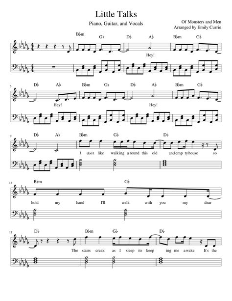 Little Talks Sheet music for Piano (Solo) | Musescore.com