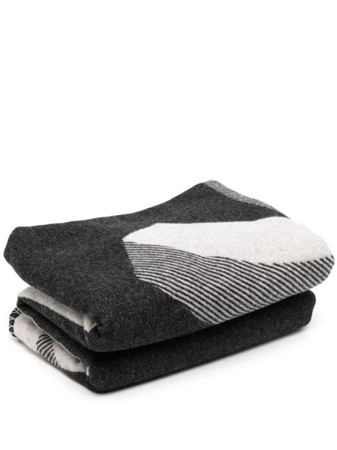 Chanel Logo-jacquard Wool Blanket In Black | ModeSens